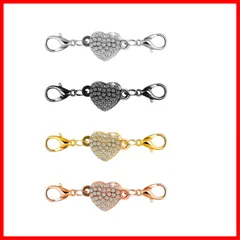 YFFSFDC ネックレス 留め具 マグネット留め具 簡単装着 磁気クラスプ エンドパーツ ジュエリー用 延長用金具 DIY用 クラフト作り アクセサリーパーツ 4個セット ハート型