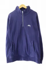 ステューシー STUSSY 20AW Stock Logo Mock Neck ストック ロゴ刺繍 モック ネック ハーフ ジップ スウェット トレーナー 118365 L 紺 ネイビー ブランド古着ベクトル 中古260112のサムネイル