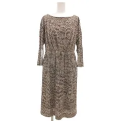 23区 オンワード樫山 美品 ワンピース 七分袖 ひざ丈 総柄 38 黒 ブラック /YJ ■YHS16