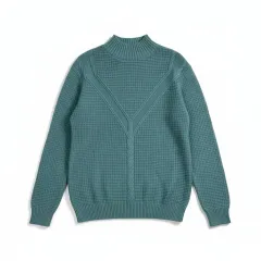 OLIVE des OLIVE オリーブ デ オリーブ ケーブル編み ニット タートルネック エメラルド