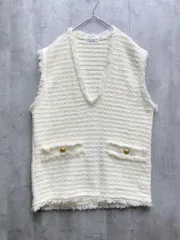 BEAUTY & YOUTH ビューティ&ユース ユナイテッドアローズ ツイードライク Vネック ベスト 白 ◆■レディース