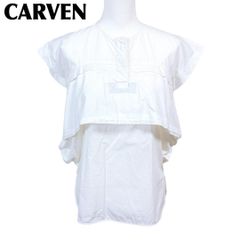 美品】CARVEN プルオーバーコットンブラウス ノースリーブ 36 ホワイト 