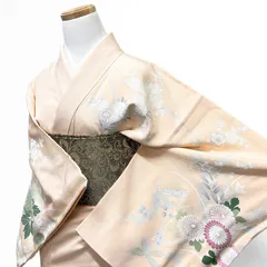 訪問着　銀彩　牡丹　菊　梅花　撫子　紋無し　着物　013b d ms