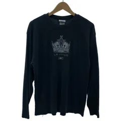 Reebok　ロンT　長袖　トップス　クルーネック　サーマル　ワッフル　プリント　スポーツ　古着