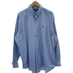 RALPH LAUREN　柄シャツ　長袖　トップス　ボタンダウン　千鳥格子　ワンポイント　スモールポニー　刺しゅう　オーバーサイズ　古着