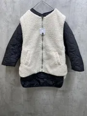 新品訳あり■rectangle レクタングル ボアベスト付きキルティングジャケット sizeM/白ｘ黒 ◆■レディース
