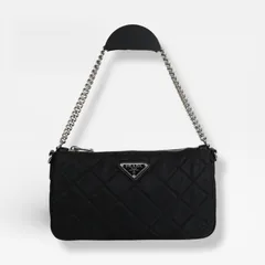 プラダ キルティング トライアングルロゴ テスート ナイロン 2way ショルダーバッグ チェーン ハンドバッグ ブラック