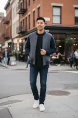 Abercrombie & Fitch アバクロンビー&フィッチ ブルゾン　ボンバージャケット 保温性　異素材　フルジップ その他アウター ウール/ポリエステル グレー【中古】 メンズ