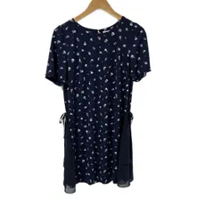 Rose Tiara(ローズティアラ) ワンピース サイズ42 L レディース美品  - ダークネイビー×ライトパープル×マルチ 半袖/ひざ丈/花柄