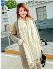 ＜在庫処分＞大判 ストール カシミヤタッチ 薄手 無地 全15色 フリンジ付き レディース 軽量 柔らかい 結婚式 母の日 ギフト　bu１