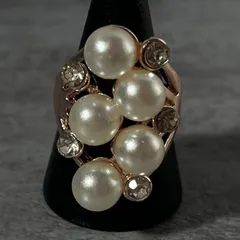 デザインリング　ゴールド　パールデザイン　ヴィンテージ　y2k