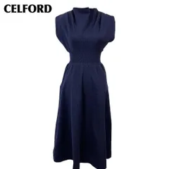 【美品】 CELFORD ノースリーブワンピース ニット フレア 36 ネイビー
