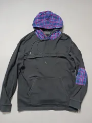 L PLAC ブラック CHECK レイヤード WHO Tシャツ