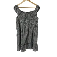 Rose Tiara(ローズティアラ) ワンピース サイズ42 L レディース美品  - 黒×白 ノースリーブ/ひざ丈/チェック柄