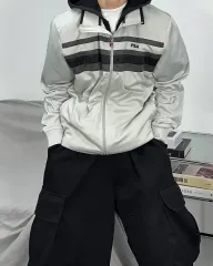 FILA フィラ グレー バイカラー トラックジャージ XL