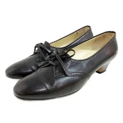 銀座ヨシノヤ パンプス レザー 皮革 リボン 茶 ブラウン 23㎝