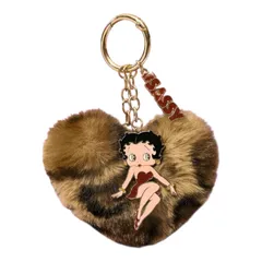 Betty Boop　ベティちゃん　キーホルダー　ヒョウ柄　ファー　ベティブープ　バッグチャーム　キーチャーム　バッグアクセサリー　スクバキーホルダー　大人可愛い　可愛い　アメコミ　キャラクター　平成　レトロ　ギフト　プレゼント　海外雑貨のサムネイル