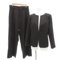 ドレスラボ Dress Lab 美品セットアップ ノーカラージャケット タックパンツ スラックス L 黒 ブラック /YJ