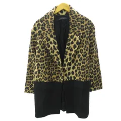 ザラウーマン ZARA WOMAN チェスターコート 切替 アニマル柄 ウール ロング丈 M ベージュ 黒 ブラック 1020 ■YHS3