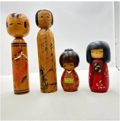 【❗️✨こけしまとめ✨❗️】伝統こけし 4体セット 銘あり 古民芸 木製 置物 和風インテリア 民芸品