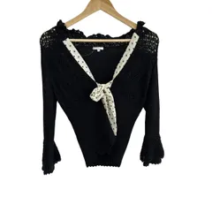 TO BE CHIC(トゥービーシック) カーディガン サイズ2 M レディース美品  - 黒×アイボリー 長袖/ドット柄