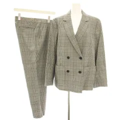 ピーエスポールスミス PS Paul Smith 18AW スーツ セットアップ 上下 テーラードジャケット ダブル 44L パンツ スラックス 46L グレンチェック柄 黒 ブラック 白 ホワイト /YT