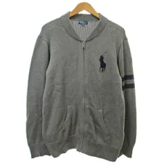 ポロ バイ ラルフローレン Polo by Ralph Lauren ドライバーズニット ビッグポニー ロゴ刺繍 ジップアップ 長袖 コットン 170 グレー 1226 IBO88