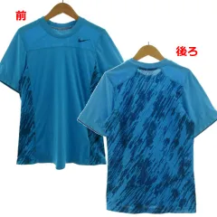 ナイキ NIKE Tシャツ DRY-FIT ロゴプリント 半袖 メッシュ切替 ブルー系 水色 青色 S