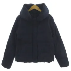 ビームスハート BEAMS HEART ダウンジャケット ボリュームカラー ジップアップ ネイビー 紺