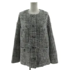 ザラ ZARA コート ノーカラー ツイード 胸ポケ ビジューボタン オーバーサイズシルエット 起毛 ウール混 ホワイト 白 ブラック 黒 グレー ブラウン 茶 M