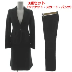 ユナイテッドアローズ UNITED ARROWS スーツ 3点セット ジャケット テーラードカラー シングル 1B パンツ ストレート スカート 台形 ミディ丈 日本製 シルク混 斜めシャドーストライプ ブラック 黒 34
