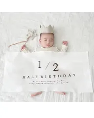 【クーポン有】LIKENNY ハーフバースデー タペストリー happy birthday 壁掛け セット half birthday 1/2 誕生日タペストリー 飾り付け 誕生日 記念日用 ハンドメイド フック貼り付けツール付き（横版の2分の1）