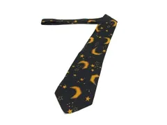 ■美品■ Paul Smith ポールスミス シルク100% スター 星 ムーン 月 ネクタイ ビジネス 紳士 メンズ ブラック系×イエロー系 DL7364