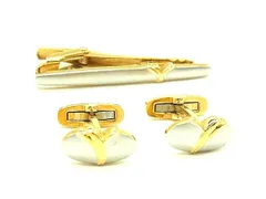 ■美品■ YVESSAINTLAURENT イヴサンローラン ヴィンテージ ネクタイピン カフスボタン 2点セット シルバー系×ゴールド系 DL7686