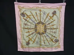 LANCEL ランセル シルク100% 大判 スカーフ ストール ショール レディース グリーン系×ピンク系 DL7018