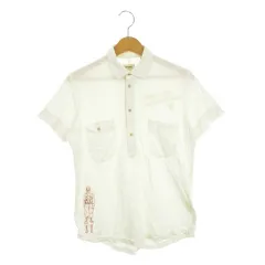 ディーゼル DIESEL LC' 半袖シャツ ハーフボタン 刺繍 S 白 ホワイト 胸ポケット付き ストレッチ /AH17 ■GY61