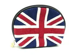 ■美品■ MARY QUANT マリークワント キャンバス×レザー イギリス国旗柄 マルチポーチ マルチケース 小物入れ レッド系 DL6947