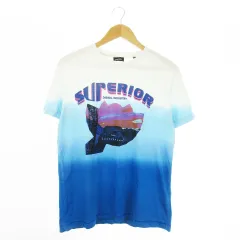 ディーゼル DIESEL Tシャツ S 青 ブルー グラデーション グラフィックプリント ラウンドネック 半袖 /CK29 ■GY58