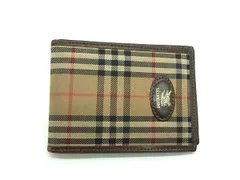Burberrys バーバリーズ ノバチェック ナイロンキャンバス×レザー カードケース カード入れ パスケース 定期入れ ブラウン系 DL7242
