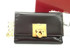 ■美品■  Salvatore Ferragamo フェラガモ ガンチーニ レザー 6連 キーケース 鍵入れ レディース メンズ ブラウン系 DL6282