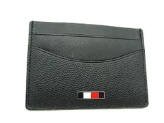 ■美品■ TOMMY HILFIGER トミーヒルフィガー レザー カードケース パスケース カード入れ メンズ ブラック系 DL6466