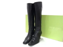 ■美品■ Sergio rossi セルジオロッシ レザー ロングブーツ ヒール 表記サイズ 35(約22.0cm) 靴 レディース ブラック系 DL5452