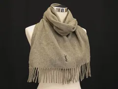 ■美品■ YVESSAINTLAURENT イヴサンローラン マフラー ストール 防寒具 メンズ レディース グレー系 DL5506
