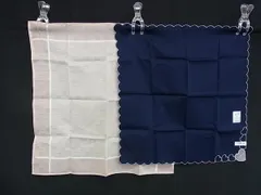 ■新品■未使用■ FURLA フルラ シルク100% ハンカチ ハンカチーフ レディース 2点セット まとめ売り ネイビー系×ベージュ系 DL5928