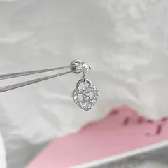 ミニハート ジルコニア ラインストーン シルバーピアス フラットキャッチ 片耳用 y2k サブカル 地雷系 シンプル 上品 韓国アクセ 韓国風 レディース