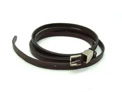 ■美品■ AIGNER アイグナー レザー シルバー金具 2連ベルト 表記サイズ80/32 メンズ レディース ブラウン系 DL6107のサムネイル