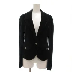 23区 オンワード樫山 美品 ベロアテーラードジャケット 銀ボタン 1B 40 黒 ブラック /YJ ■GY58