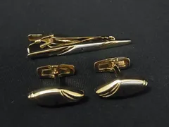 ■美品■ YVESSAINTLAURENT イヴサンローラン ネクタイピン タイクリップ カフスボタン アクセサリー 2点セット ゴールド系 DL5163