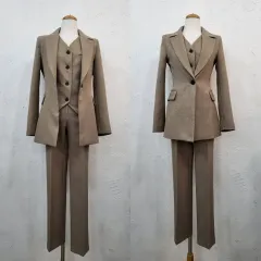 新品 ブラウン レディース スリーピース スーツ セットS