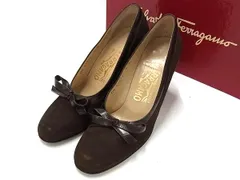 Salvatore Ferragamo フェラガモ スエード ヒール サンダル サイズ 6B (約23.0cm~23.5cm) 靴 シューズ レディース ブラウン系 DL4748